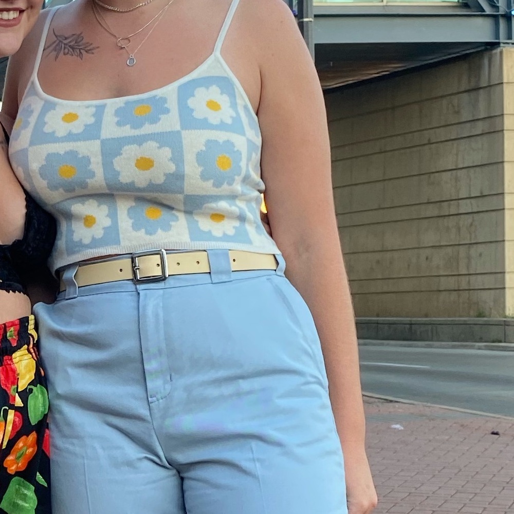 floral knit pacsun spaghetti strap cropped tank